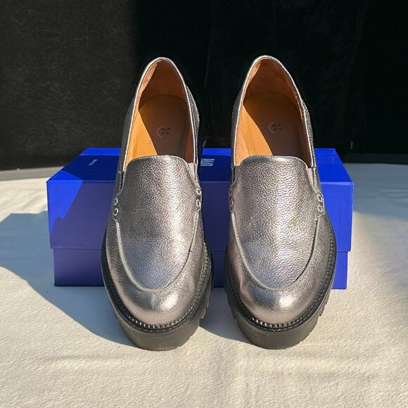 Caslon Millany Pewter Metallic Leather Loafer 9.5 - Picture 1 of 5